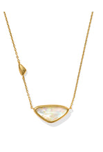 Load image into Gallery viewer, MARGOT SHORT PENDANT NECKLACE VINTAGE GOLD IRIDESCENT ABALONE
