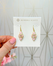 Load image into Gallery viewer, ABBIE MEDALLION SMALL DROP EARRINGS GOLD PINK MIX
