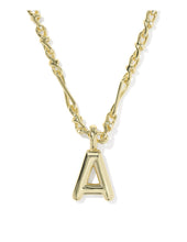 Load image into Gallery viewer, BUBBLE LETTER A SHORT PENDANT NECKLACE GOLD
