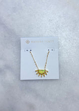 Load image into Gallery viewer, SAMANTHA SUN SHORT PENDANT NECKLACE GOLD YELLOW OPALESCENT RESIN
