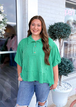 Load image into Gallery viewer, Kelly Green Oversized Drawstring Top
