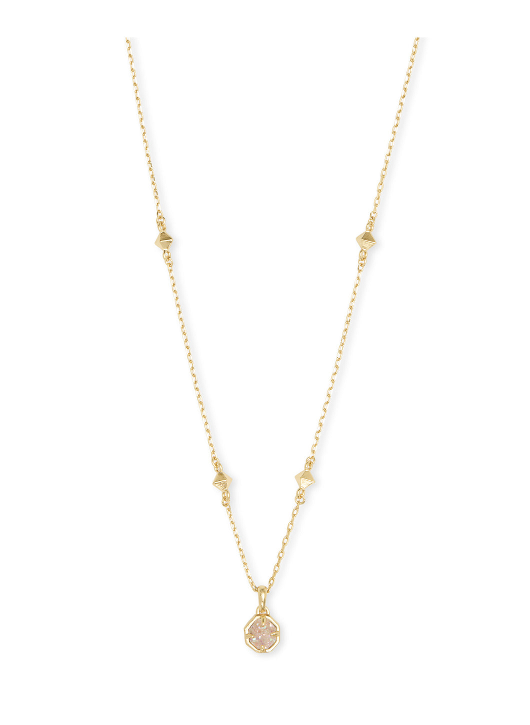 NOLA SHORT PENDANT NECKLACE GOLD IRIDESCENT DRUSY