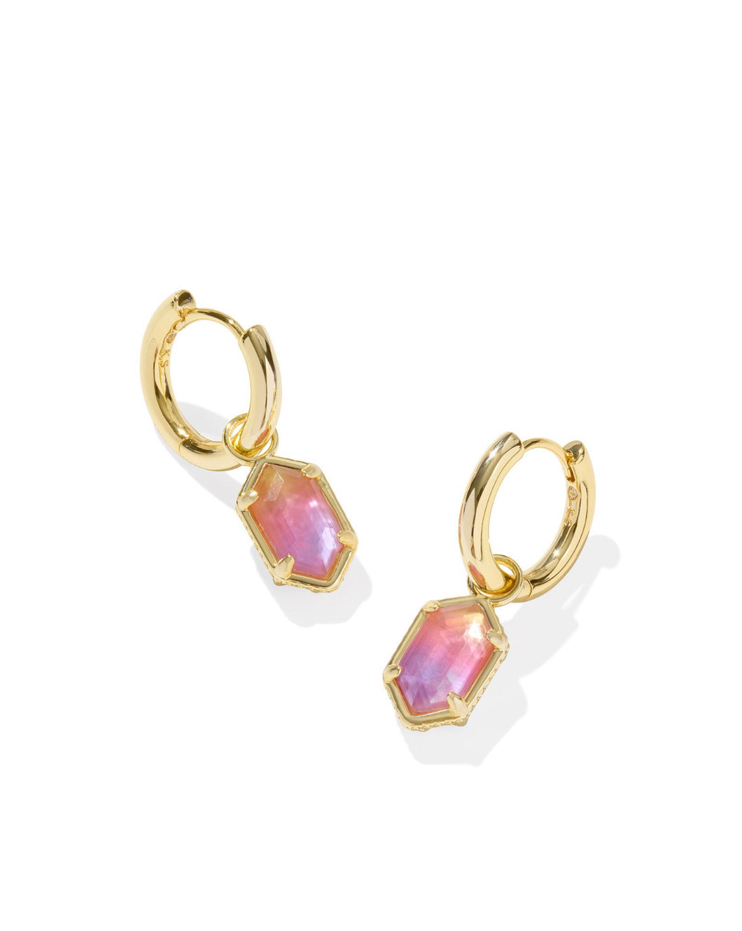 HALLIE HUGGIE EARRINGS GOLD SUNRISE WATERCOLOR ILLUSION