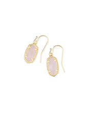 Load image into Gallery viewer, Lee Drop Earrings in Gold Rose Quartz
