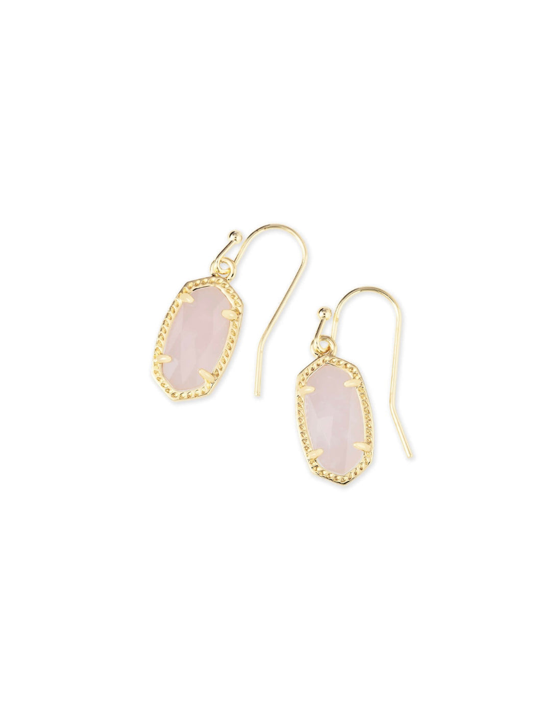 Lee Drop Earrings in Gold Rose Quartz
