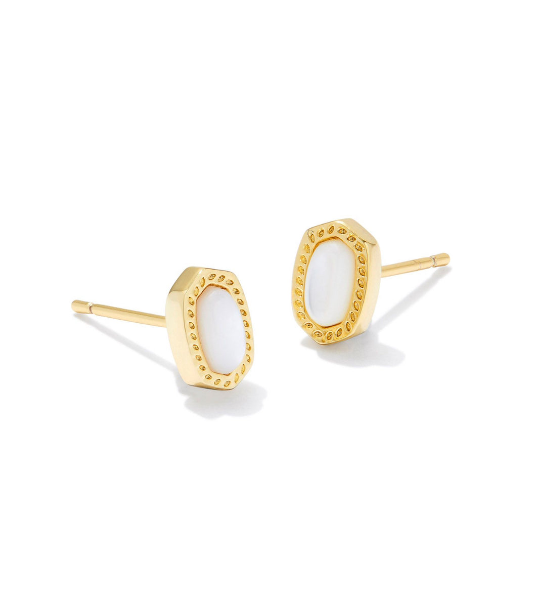 MINI ELLIE STUD EARRINGS GOLD IVORY MOTHER OF PEARL