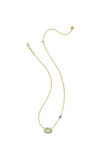 Load image into Gallery viewer, ELISA BIRD SHORT PENDANT NECKLACE GOLD SKY BLUE MOTHER OF PEARL

