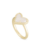 Load image into Gallery viewer, ARI HEART BAND RING GOLD IRIDESCENT DRUSY - SIZE 7
