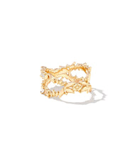 Load image into Gallery viewer, ROSALIE DOUBLE BAND RING GOLD WHITE CRYSTAL - SIZE 8
