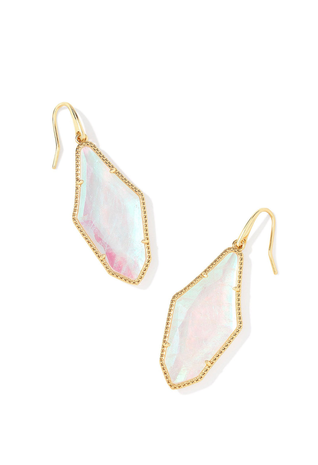 EVELYN DROP EARRINGS GOLD ROCK CRYSTAL DICHROIC