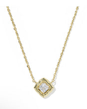 Load image into Gallery viewer, MALLORY CRYSTAL SHORT PENDANT NECKLACE GOLD WHITE CZ
