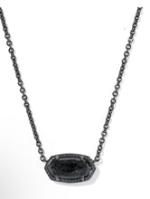 Load image into Gallery viewer, ELISA BOO SHORT PENDANT NECKLACE GUNMETAL BLACK GRANITE
