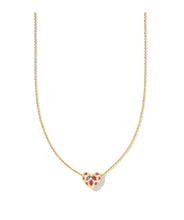 Load image into Gallery viewer, HOLLAND HEART SHORT PENDANT NECKLACE GOLD PINK CRYSTAL
