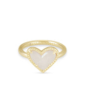 Load image into Gallery viewer, ARI HEART BAND RING GOLD IRIDESCENT DRUSY - SIZE 7
