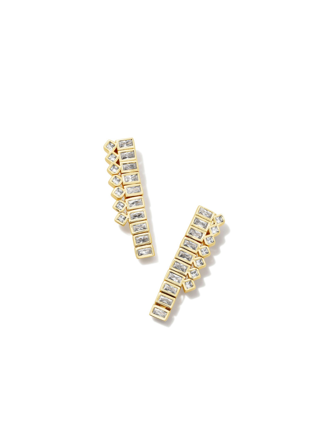 GRACIE TENNIS LINEAR EARRINGS GOLD WHITE CZ