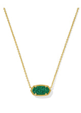 Load image into Gallery viewer, ELISA SHORT PENDANT NECKLACE GOLD EMERALD DRUSY
