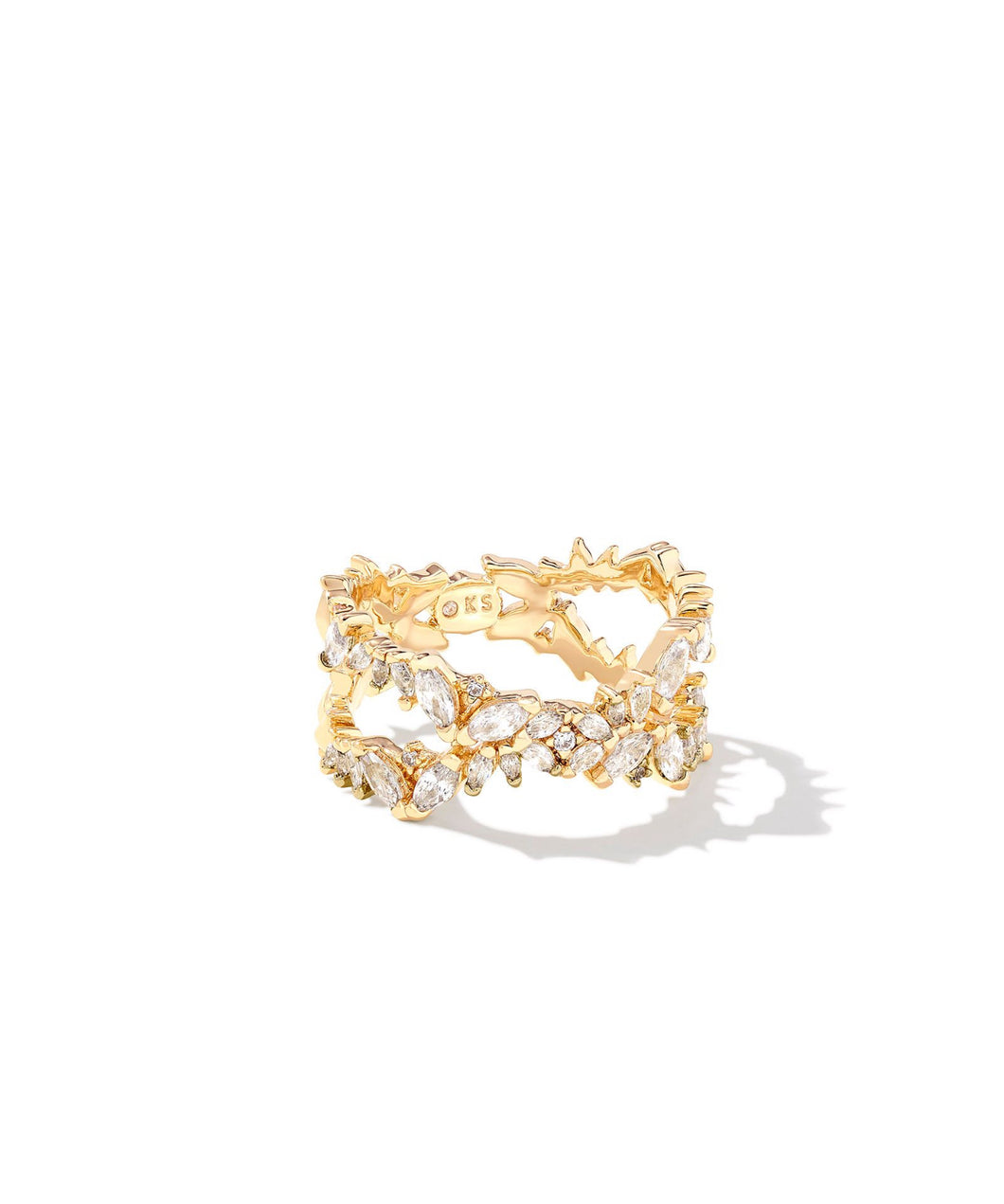 ROSALIE DOUBLE BAND RING GOLD WHITE CRYSTAL - SIZE 8