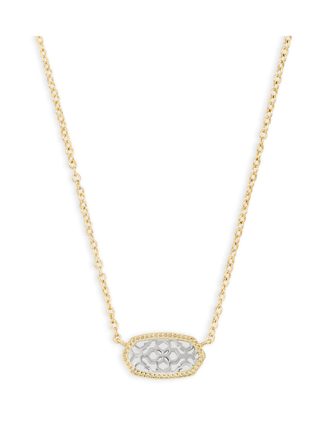 ELISA SHORT PENDANT NECKLACE GOLD - RHODIUM FILIGREE MIX