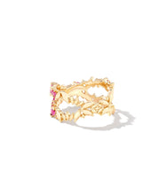 Load image into Gallery viewer, ROSALIE DOUBLE BAND RING GOLD PINK CRYSTAL - SIZE 6
