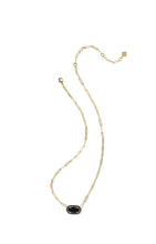 Load image into Gallery viewer, ELISA ENAMEL FRAME PAPERCLIP NECKLACE GOLD BLACK AGATE
