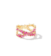 Load image into Gallery viewer, ROSALIE DOUBLE BAND RING GOLD PINK CRYSTAL - SIZE 6
