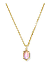 Load image into Gallery viewer, HALLIE SHORT PENDANT NECKLACE GOLD SUNRISE WATERCOLOR ILLUSION
