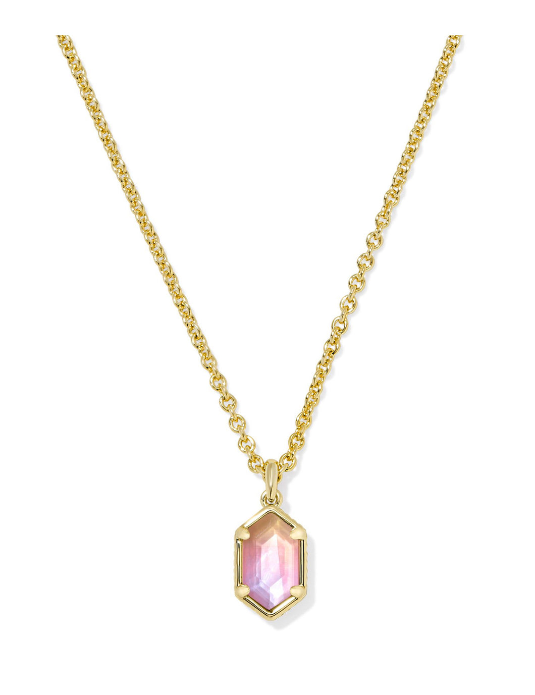 HALLIE SHORT PENDANT NECKLACE GOLD SUNRISE WATERCOLOR ILLUSION