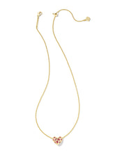 Load image into Gallery viewer, HOLLAND HEART SHORT PENDANT NECKLACE GOLD PINK CRYSTAL
