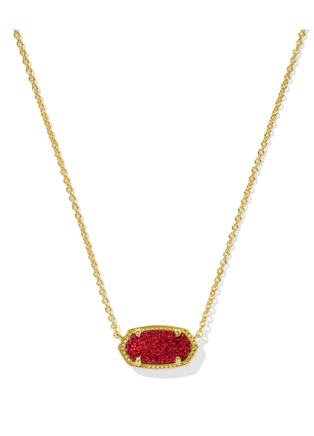 ELISA SHORT PENDANT NECKLACE GOLD BRIGHT RED DRUSY