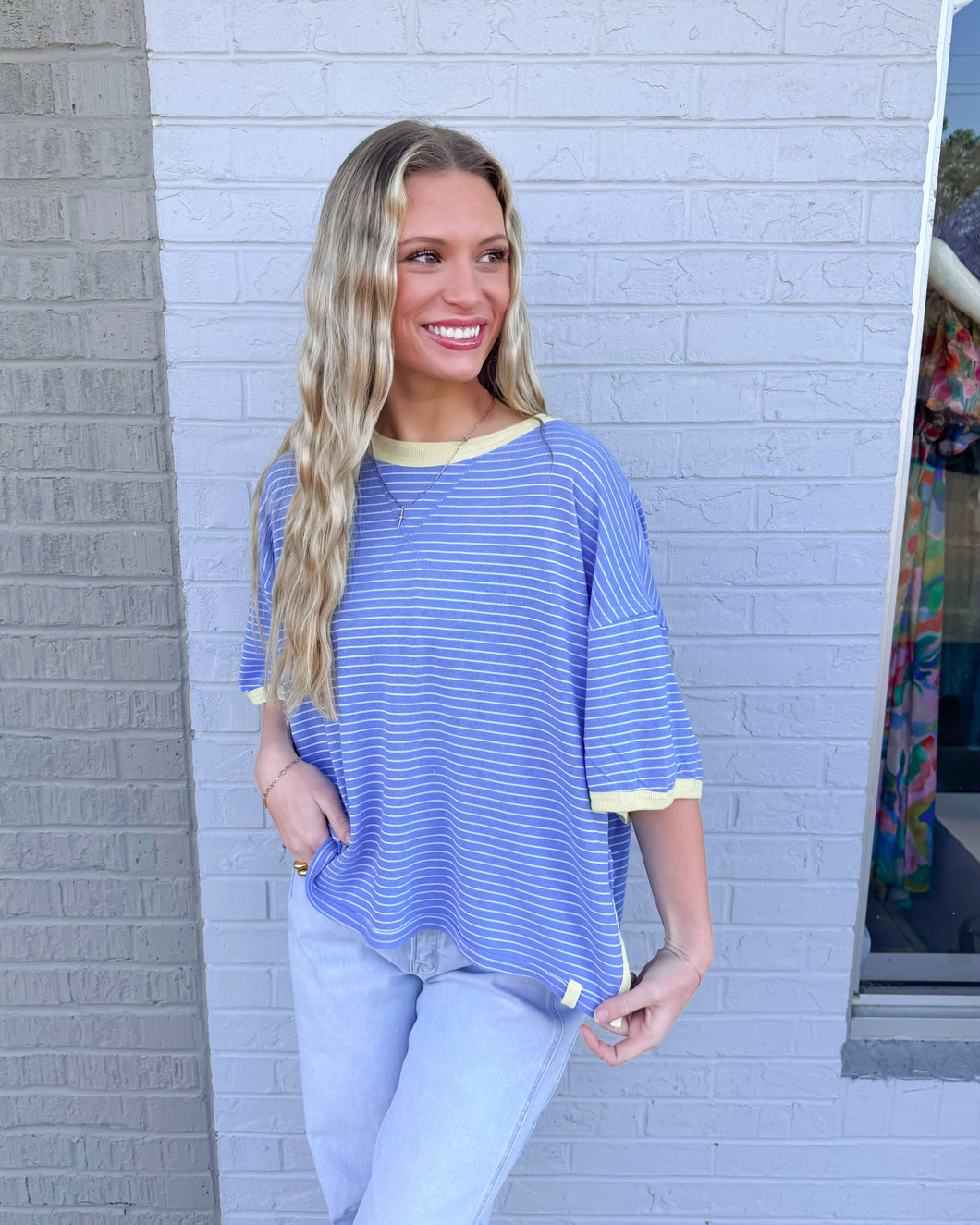 Blue Multi Striped Tee