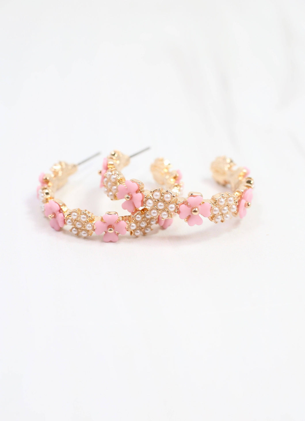 Alicia Flower Hoop Earring Pink