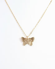 Load image into Gallery viewer, Angelina Butterfly Charm Necklace Worn Gold
