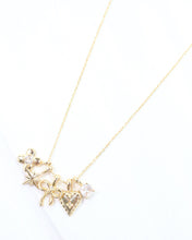 Load image into Gallery viewer, Flower, Bow and Heart Charm Necklace Set Gold
