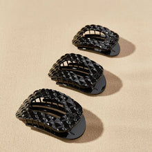 Load image into Gallery viewer, Flat Round Hair Clip | Large | Jet Black Quilted
