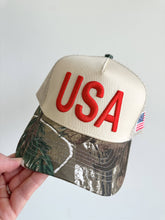 Load image into Gallery viewer, USA Vintage Trucker Hat-Camo
