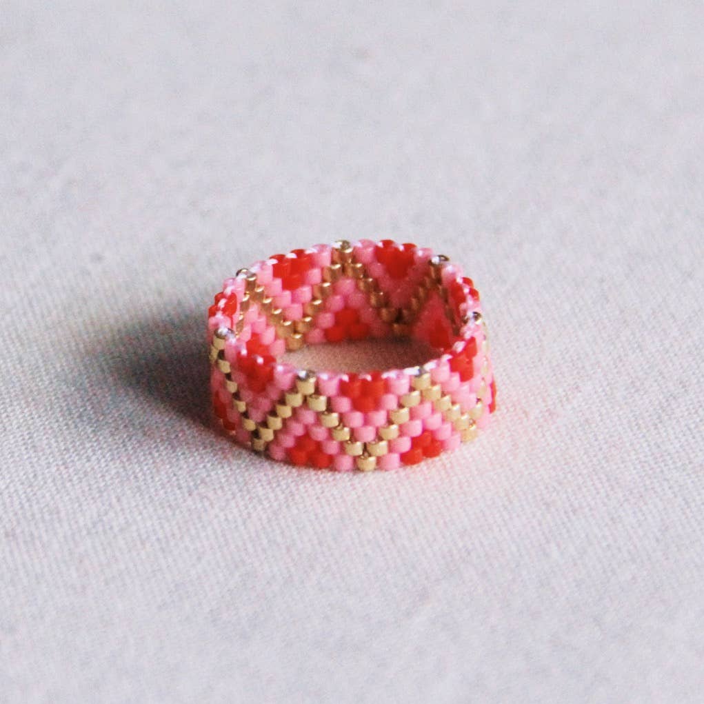 Zigzag Ring - red/pink