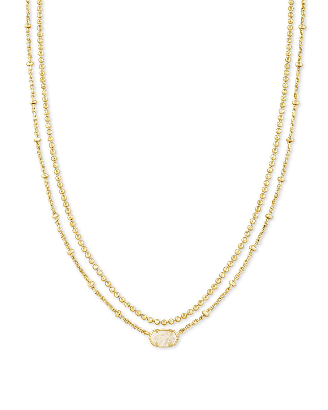 EMILIE MULTI STRAND NECKLACE GOLD IRIDESCENT DRUSY