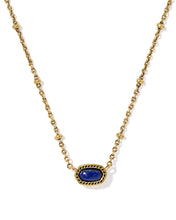 Load image into Gallery viewer, MINI ELISA SATELLITE SHORT PENDANT NECKLACE VINTAGE GOLD BLUE LAPIS
