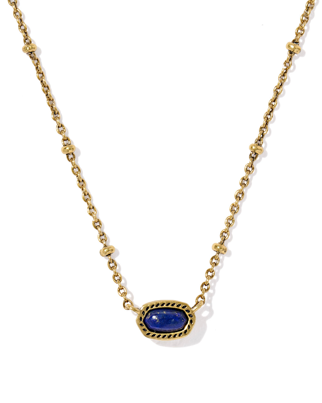 MINI ELISA SATELLITE SHORT PENDANT NECKLACE VINTAGE GOLD BLUE LAPIS