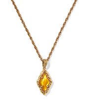 Load image into Gallery viewer, ADELINE SHORT PENDANT NECKLACE VINTAGE GOLD MARBLED AMBER ILLUSION
