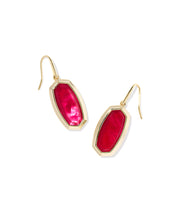 Load image into Gallery viewer, DANI BEZEL DROP EARRINGS GOLD CARMINE RED ILLUSION
