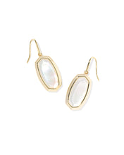 Load image into Gallery viewer, DANI BEZEL DROP EARRINGS GOLD IVORY MOTHER OF PEARL
