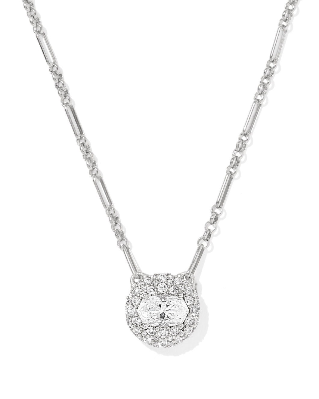 BELLA SHORT PENDANT NECKLACE SILVER WHITE CZ