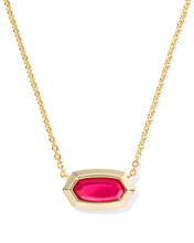 Load image into Gallery viewer, ELISA BEZEL SHORT PENDANT NECKLACE GOLD CARMINE RED ILLUSION
