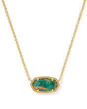 Load image into Gallery viewer, ELISA PENDANT NECKLACE GOLD BRONZE VEINED GREEN MALACHITE
