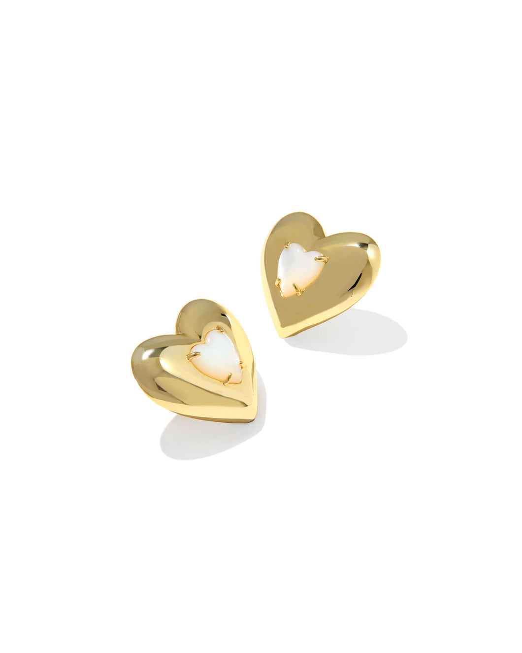 SASHA HEART STUD EARRINGS GOLD IVORY MOTHER OF PEARL