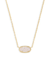 Load image into Gallery viewer, ELISA SHORT PENDANT NECKLACE GOLD IRIDESCENT DRUSY
