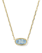 Load image into Gallery viewer, ELISA LUXE SHORT PENDANT NECKLACE GOLD LIGHT BLUE CZ
